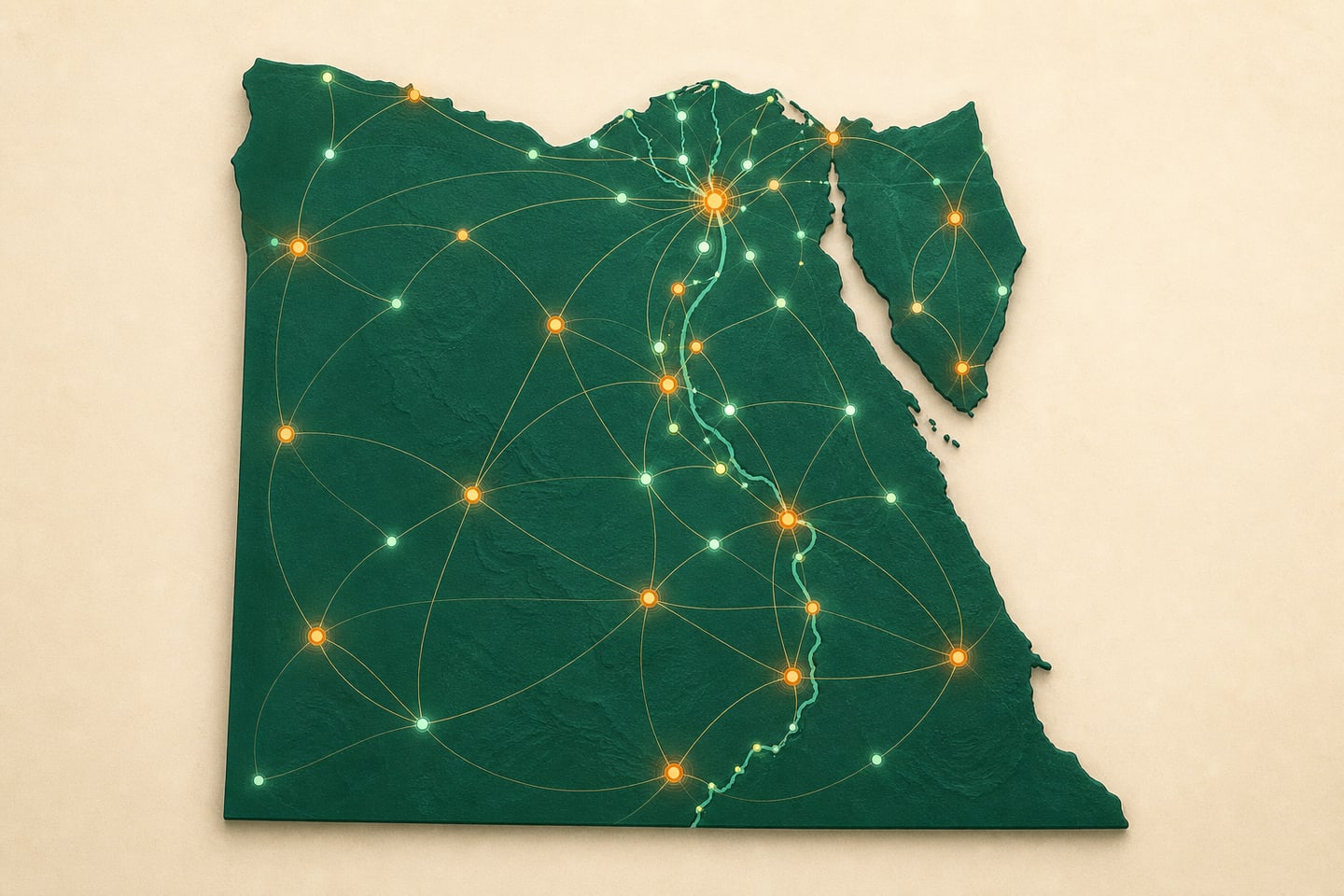 Illustrative interactive map of Egypt showing the distribution of points of sale, merchants, and customers served across governorates